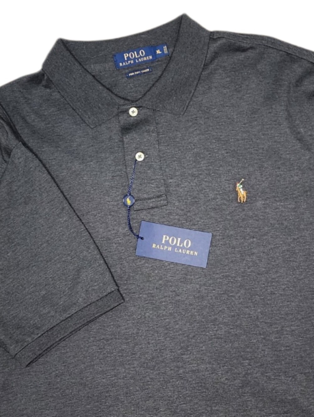 Soft Pima Touch Heather Gray Polo Size XL Golf Career Preppy Gray New